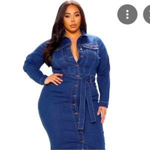 Fashion NOVA BELTED denim Dress, NWT, 2x